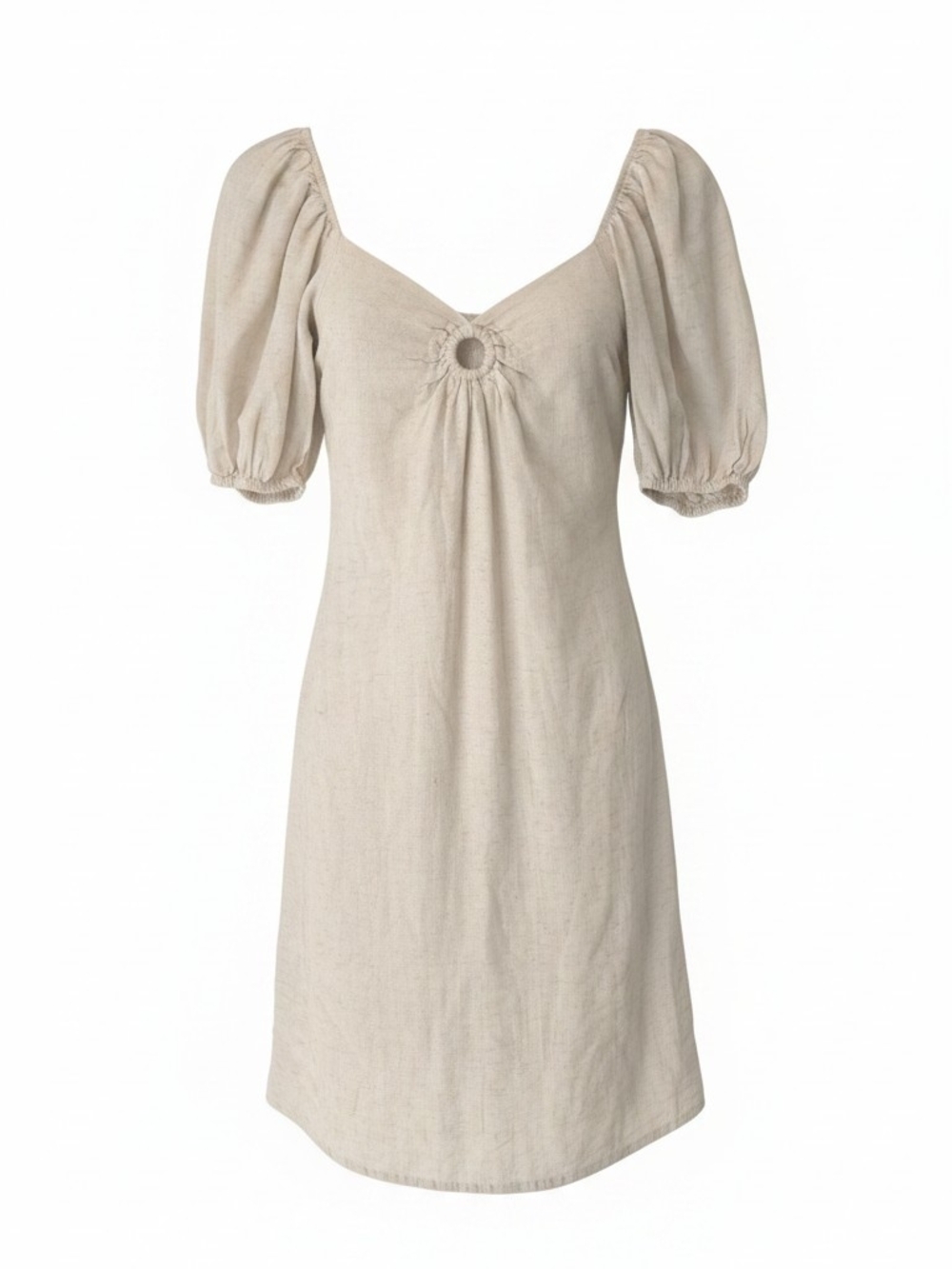 Sim & Sam Coquette Milkmaid Mini Dress Cream Linen Blend M Romantic Bridal Boho